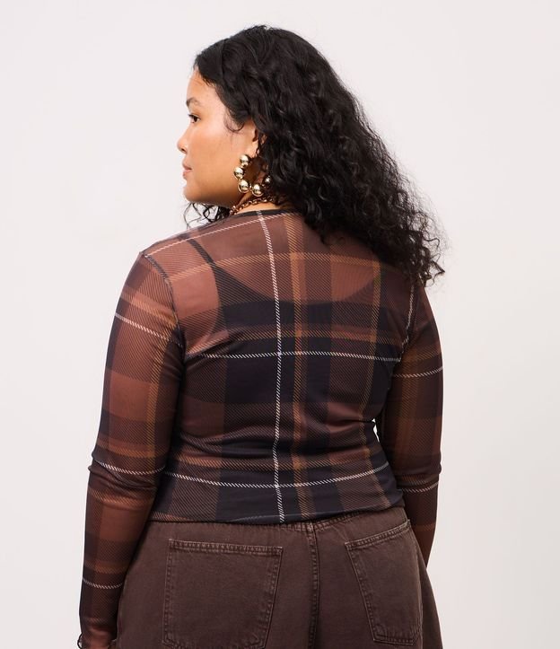 Blusa de Tul Cuadrillé con Enagua y Bajo Ondulado Curve & Plus Size 4