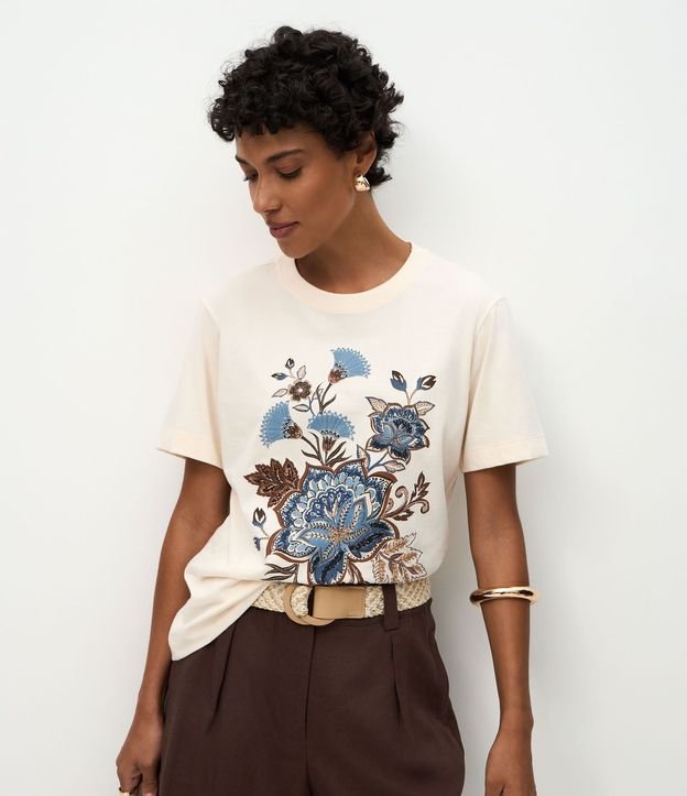 Blusa en Algodón con Manga Corta y Estampa Floral 1
