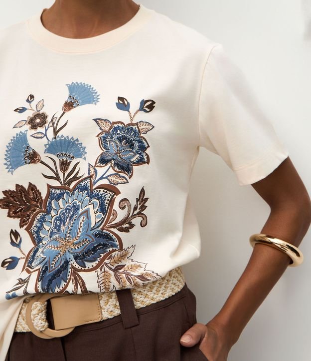Blusa en Algodón con Manga Corta y Estampa Floral 4