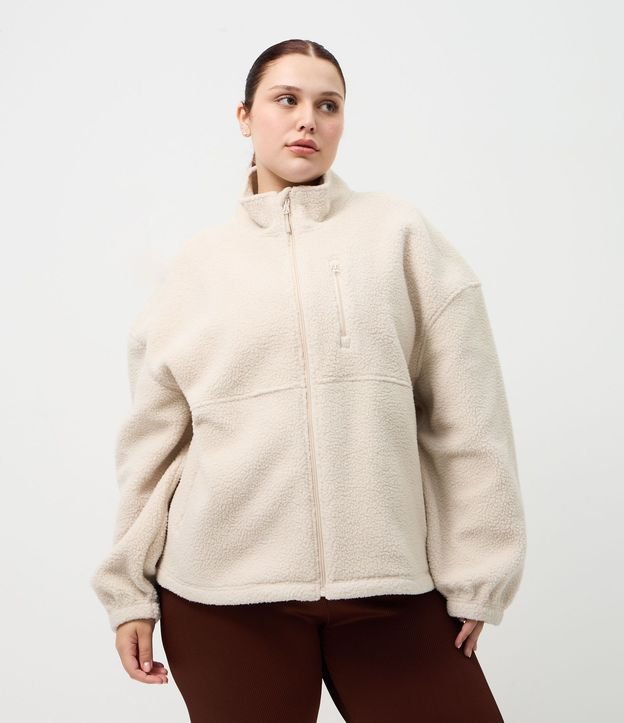 Campera Deportiva en Sherpa con Cuello Alto Curve & Plus Size 1