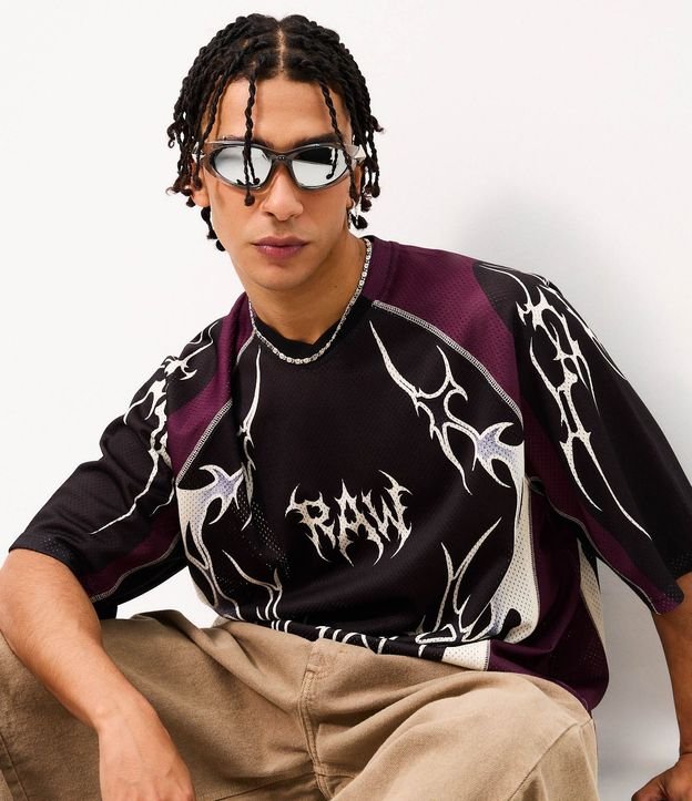 Remera Mesh Oversized con Estampa Tribal 1