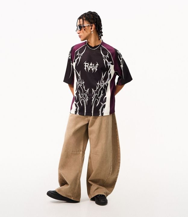 Remera Mesh Oversized con Estampa Tribal 2