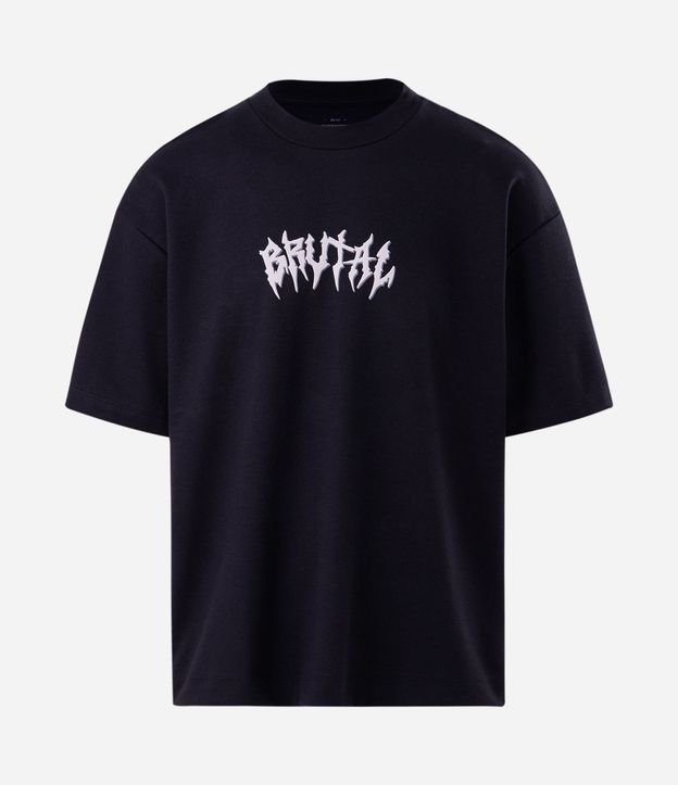 Remera Overboxy en Algodón con Estampado Lettering Brutal y Esqueleto 5