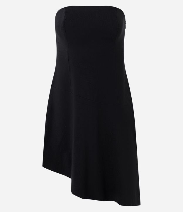 Vestido Corto sin Mangas en Viscosa con Ruedo Asimétrico 5