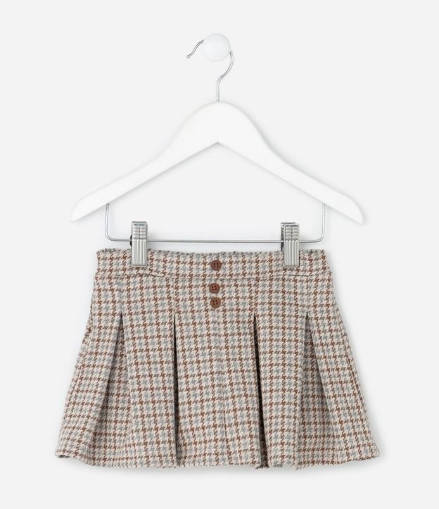Short Pollera Tweed Pied-de-Poule Plisada - Talle 1 a 6 años
