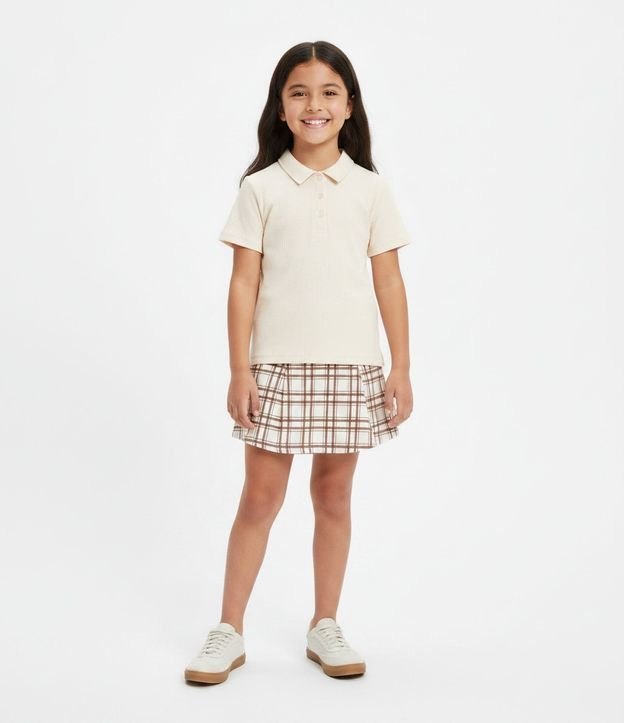 Pollera Infantil de Cuadros con Pliegues y Shorts Interno – Talle 7 a 16 años