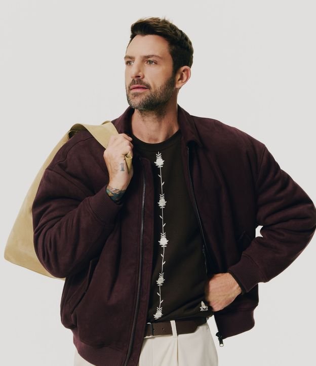 Campera Bomber en Gamuza Pesado