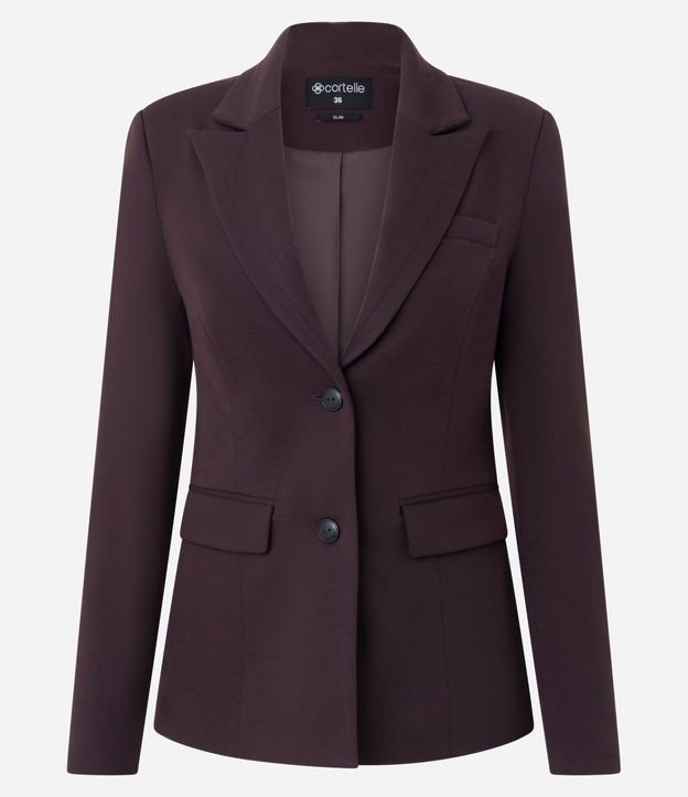 Blazer Acinturado en Punto Roma con Cuello Solapa