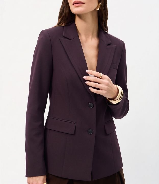 Blazer Acinturado en Punto Roma con Cuello Solapa
