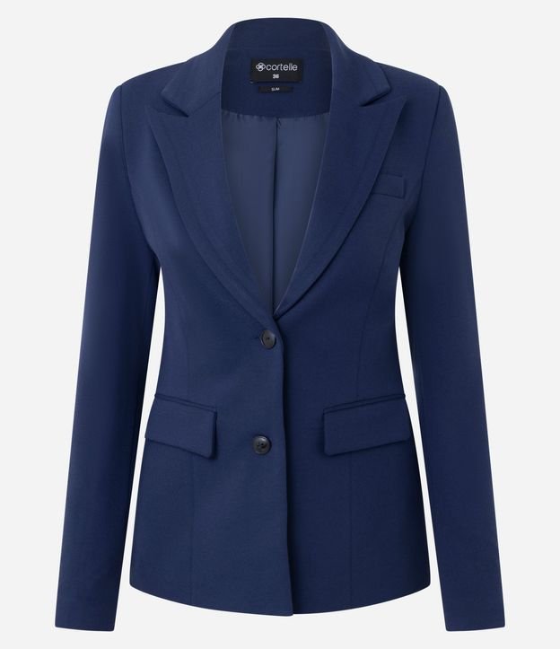 Blazer Acinturado en Punto Roma con Cuello Solapa 5