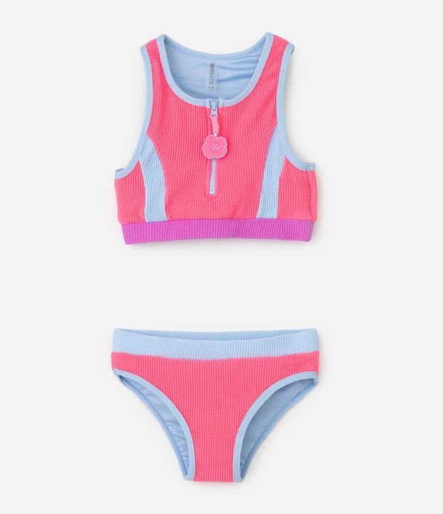 Bikini Top y Bottom con Colores Contrastantes Infantil - Talle 5 a 14 años