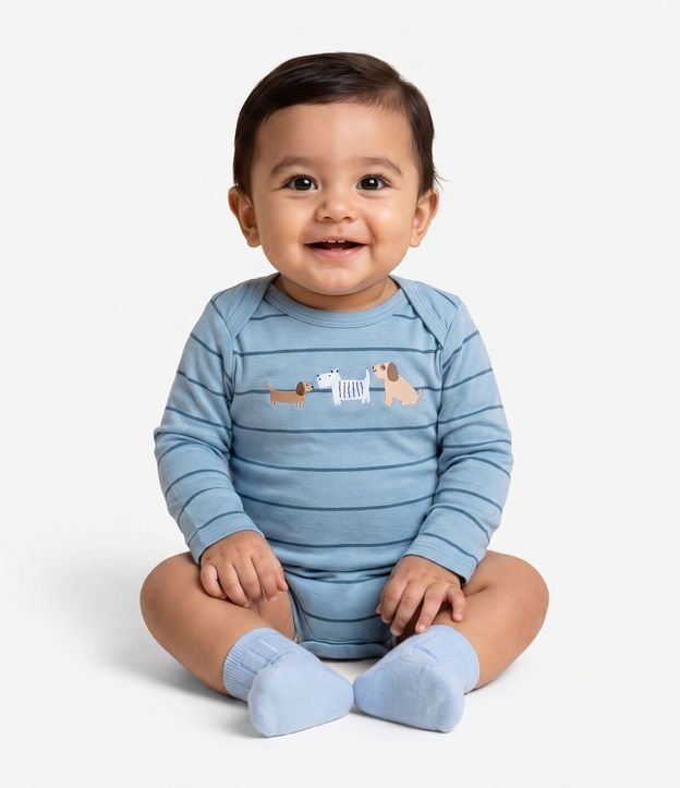 Body Infantil Rayada con Estampado Tres Amigos – Talle 0 a 18 Meses 1