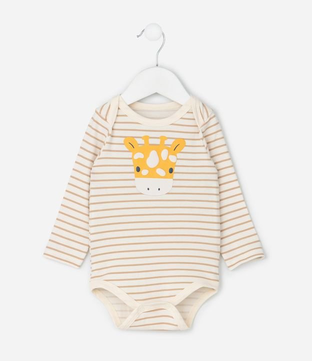 Body Infantil de Rayas con Estampa de Girafa – Talle 0 a 18 Meses