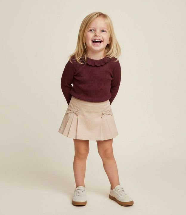 Blusa Infantil Acanalada con Volado en el Cuello – Talle 1 a 5/6 años
