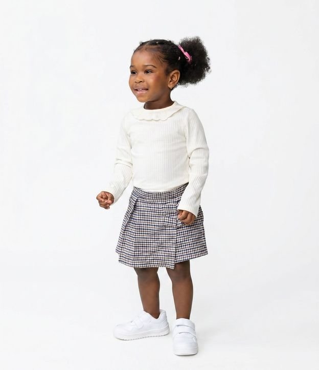 Blusa Infantil Acanalada con Volado en el Cuello – Talle 1 a 5/6 años