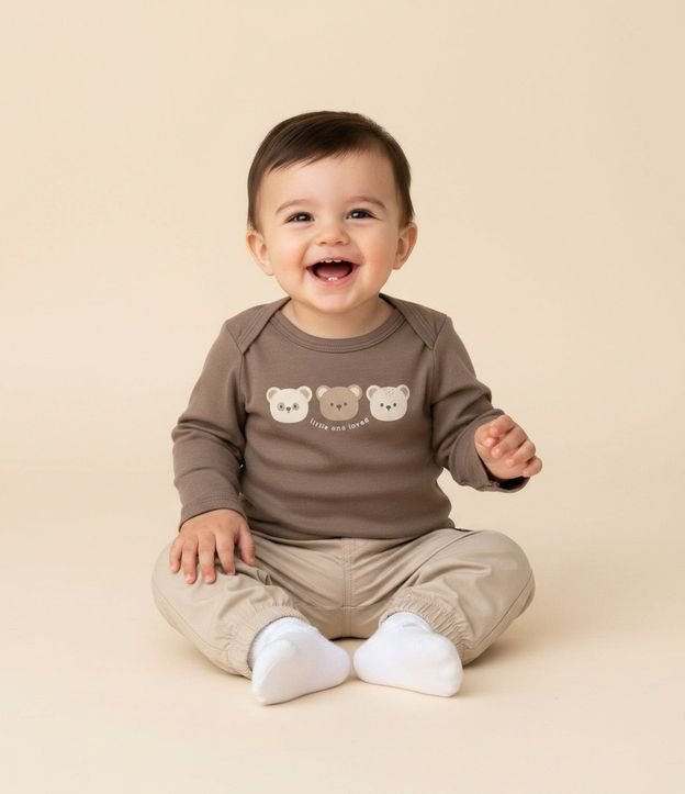 Body Infantil Manga Larga con Estampa de Ositos – Talle 0 a 18 Meses