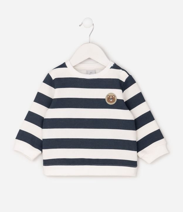 Buzo Infantil Listrado con Bordado de Osito – Talle 0 a 18 Meses 2