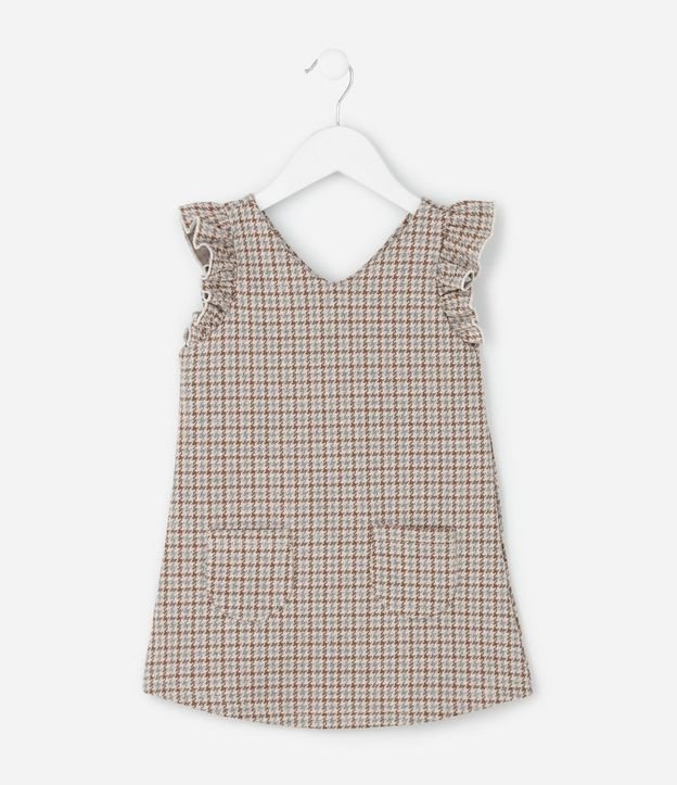 Vestido Infantil en Tweed Pied de Poule sin Manga – Talle 1 a 6 años 2