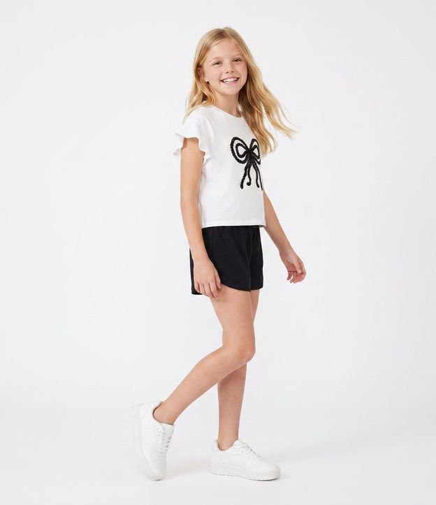 Remera Infantil con Lazo Bordado - Talle 5 a 14 años