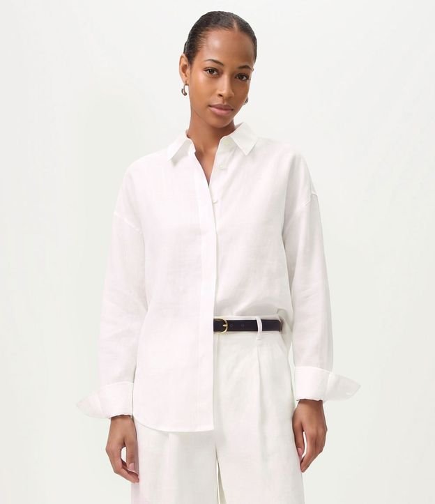 Camisa Oversized en Viscolino con Puños Ajustados 1