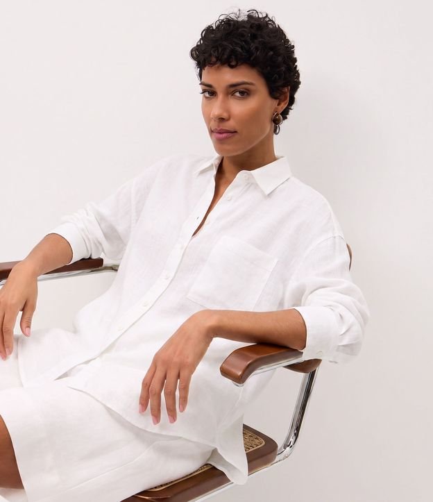 Camisa Oversized en Viscolino con Puños Ajustados