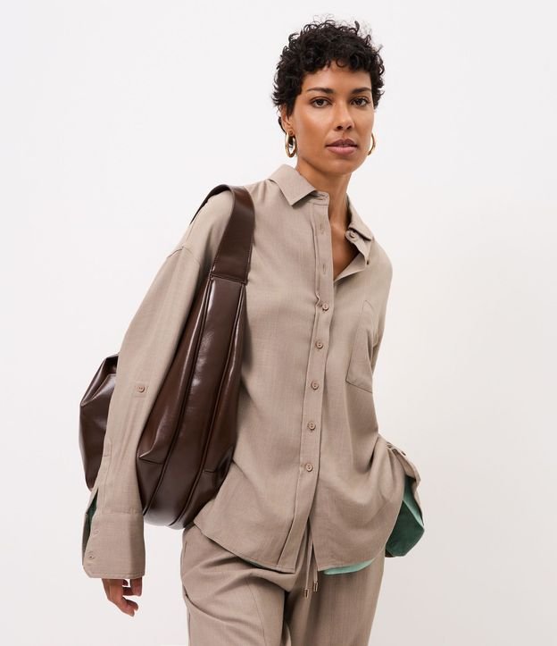Camisa Oversized en Viscolino con Puños Ajustados
