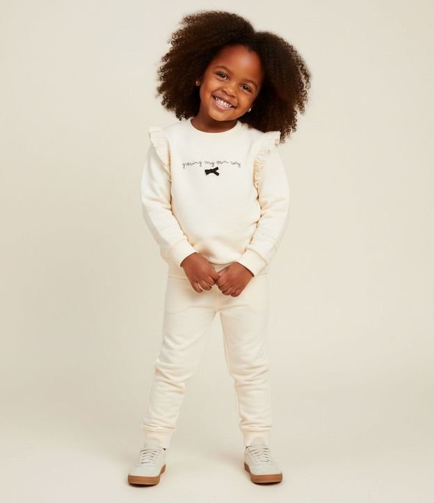 Conjunto Infantil Buzo con Encaje y Pantalón Wide en Algodón – Talle 1 a 6 años