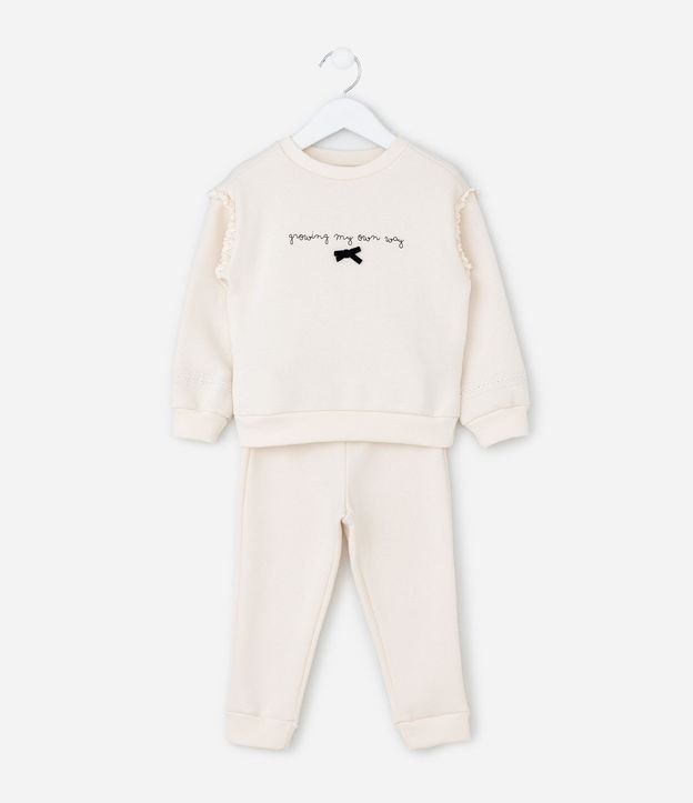 Conjunto Infantil Buzo con Encaje y Pantalón Wide en Algodón – Talle 1 a 6 años 2
