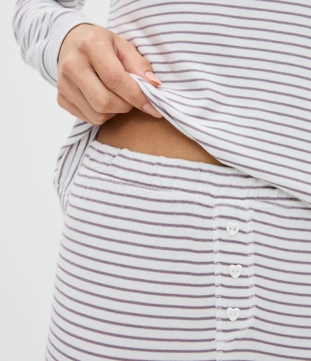 Pijama Larga en Punto con Estampa de Rayas 4