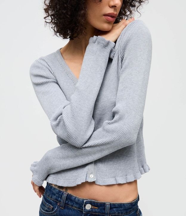 Cardigan en Punto con Punto Texturizado y Volados en el Ruedo 3