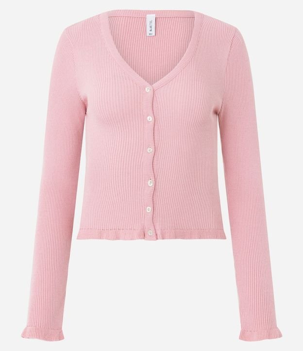Cardigan en Punto con Punto Texturizado y Volados en el Ruedo 5