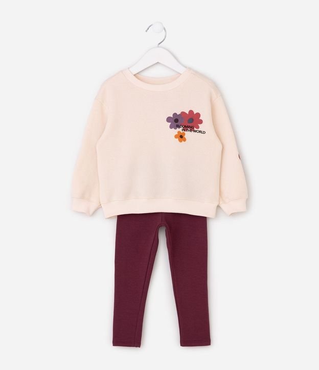 Conjunto Infantil Saco y Pantalón con Estampa Floral – Talle 1 a 6 años