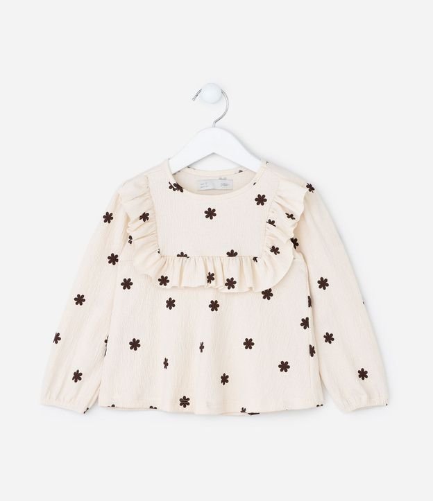 Blusa Infantil Texturizada con Volado y Estampa Floral – Talle 1 a 5/6 años 2