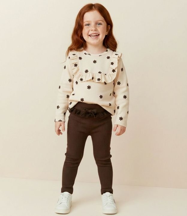 Blusa Infantil Texturizada con Volado y Estampa Floral – Talle 1 a 5/6 años 1