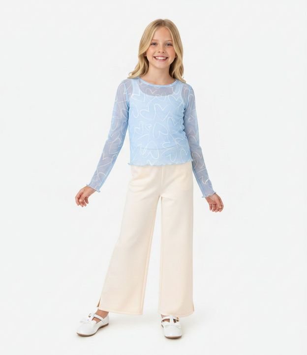 Pantalón Wide Leg Infantil en Algodón con Felpa - Talle 7 a 14 años