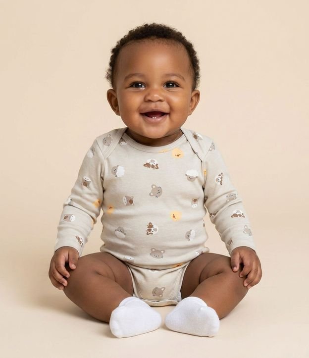 Body Infantil con Estampa de Animales de la Granja – Talle 0 a 18 Meses