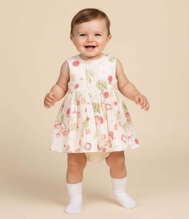 Vestido Infantil Floral Laise con Bombacha - Talle 3 a 18 Meses 1