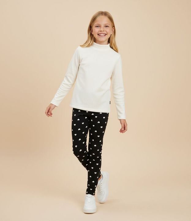 Pantalón Infantil Legging con Estampa de Corazones en Foil – Talle 5 a 14 años