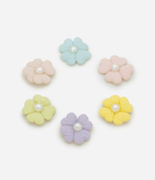 Kit 06 Pinzas para el Pelo Infantil con Flores y Perlas – Talle U