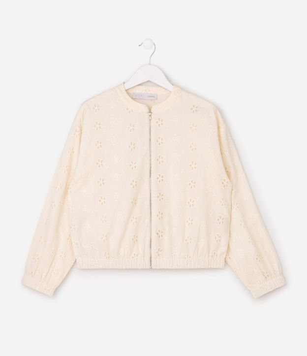 Campera Bomber Infantil en Laise con Bordado Floral – Talle 5 a 14 años 2