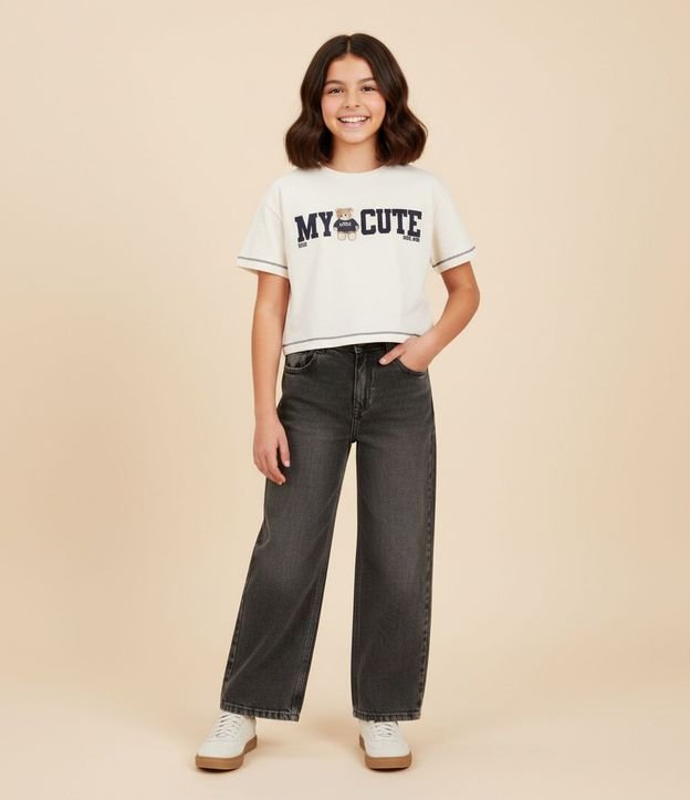 Remera Infantil con Lettering Oso – Talle 7 a 16 años