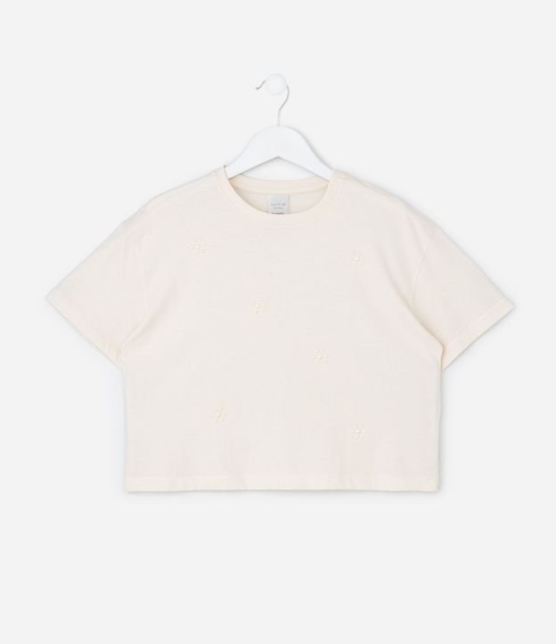 Remera Infantil Boxy con Aplicación de Perlas – Talle 5 a 14 años