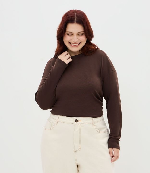 Blusa en Rib Sin Sisa con Cuello Redondo Curve & Plus Size 1