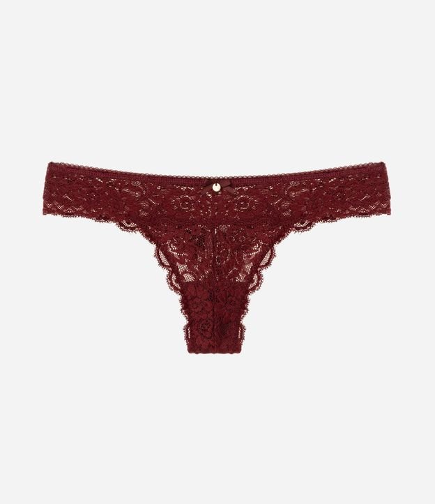 Bombacha Bikini Hilo en Encaje Floral con Moña en la Cintura 5