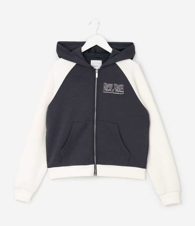 Chaqueta nfantil con Capucha y Recortes Contrastantes – Talle 7 a 14 años 2