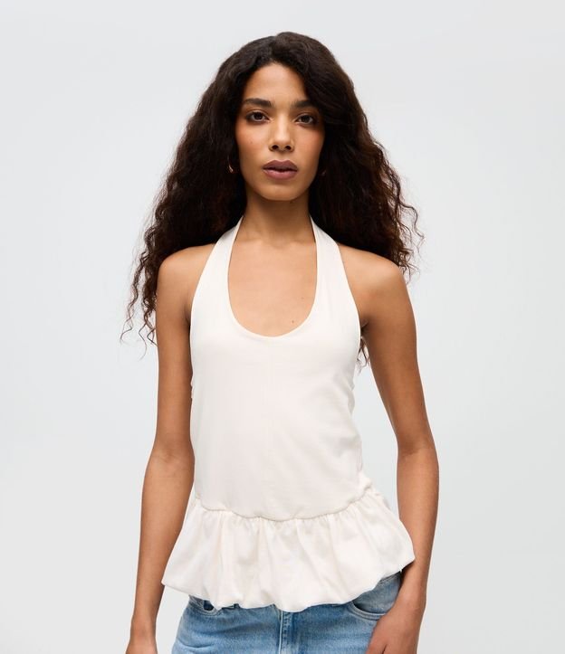 Blusa Frente Única en Algodón con Ruedo Peplum