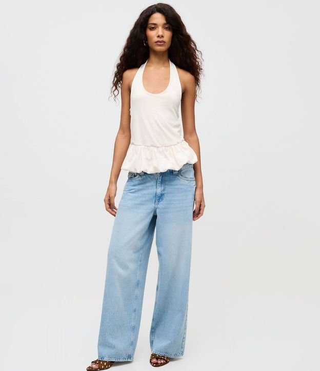 Blusa Frente Única en Algodón con Ruedo Peplum 2