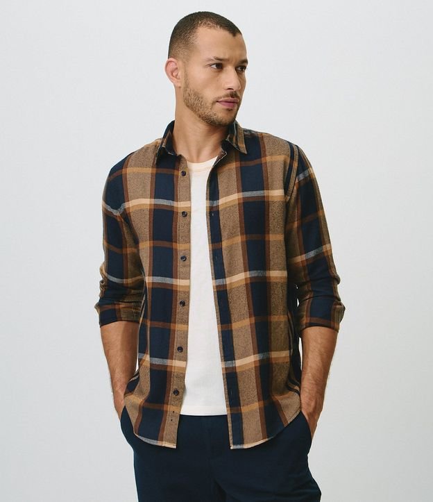 Camisa Franela de Cuadros Manga Larga