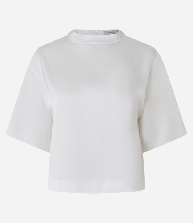 Blusa Satinada con Cuello Alto y Mangas Cortas 5