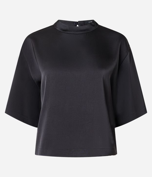 Blusa Satinada con Cuello Alto y Mangas Cortas 5